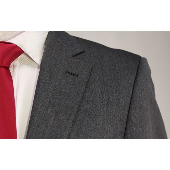 Michael Andrews Bespoke Gray Herringbone Wool 2-Btn Slim Fit Suit 36S - Picture 4 of 14